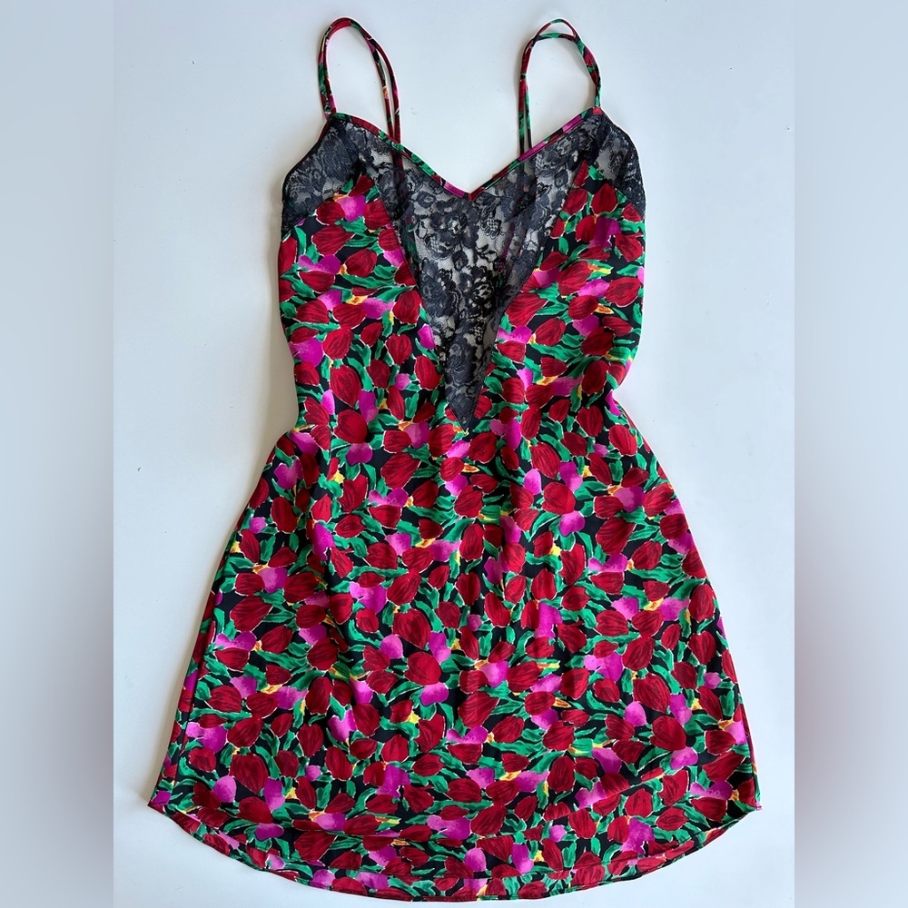 Vintage 90s Victoria's Secret Gold Label Red Lace Slip Lingerie Nightgown Small